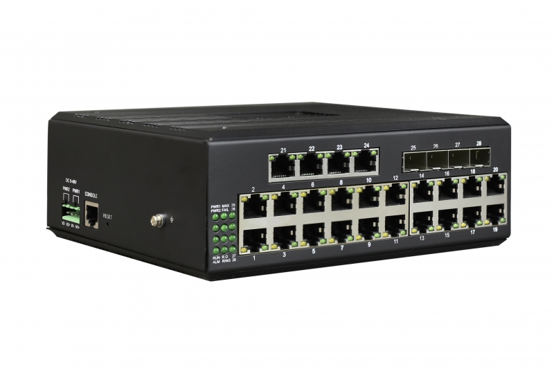 工業軌式 管理型24路千兆電+4路千兆SFP光口