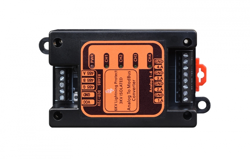 工業級 軌式4路模擬量輸入 ModBus RTU